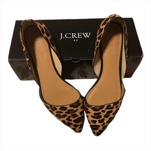 J. Crew Zoe calf hair D’Orsay leopard flats, F5317, size 7.5